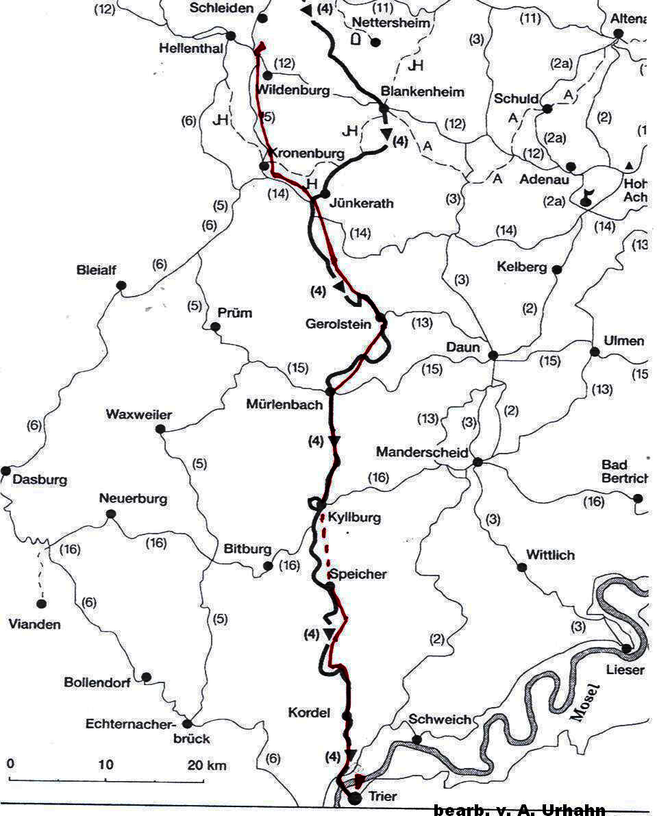 Der Wallfahrtsweg nach Trier (c) Eifelverein e. V., Düren, bearb. v. A. Urhahn